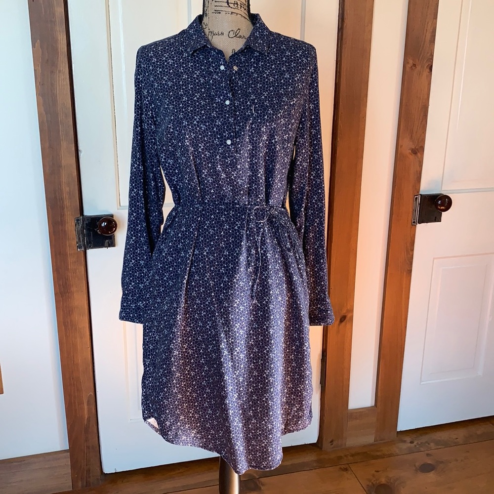 Levi’s Blue & White Pearl Snap Dress Large